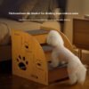 Solid Wood Pet Stairs for Small Dogs and Cats Solid Wood Slope Climbing Ladder with Anti-Slide Feature and Button Closure