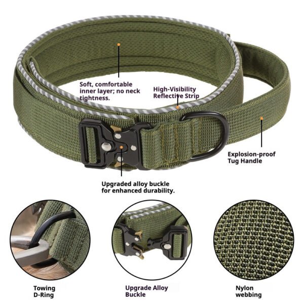 Tactical Dog Collar No Pull Adjustable Pet Training Walking Neck Strap