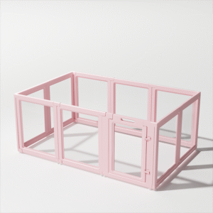 Pink Clear Acrylic Pet Pen Playpen Easy-to-Assemble Pet Dog Crate Kennel Cage for Puppy Cat Rabbit for Small Dogs Indoor Use