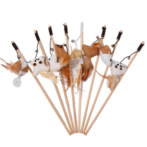 PETLEAD Modern Fashion Wooden Handle Animal-Shaped Interactive Cat Exercise Toy with Cartoon Style for Pets