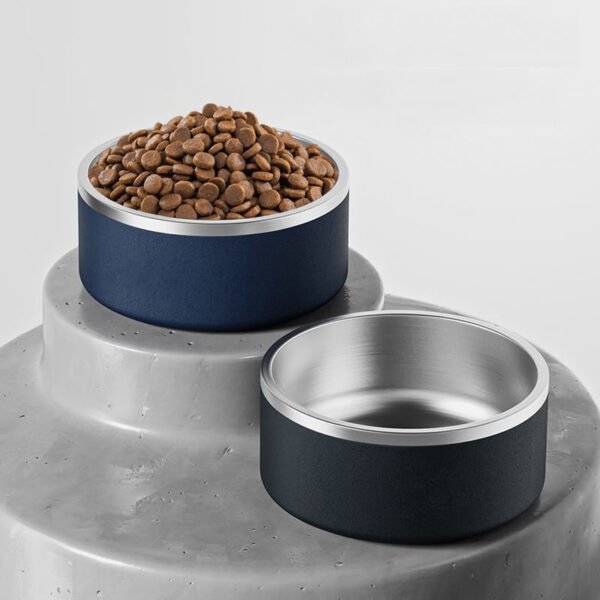 Portable Rounded Pet Bowl Non-slip Stainless Steel Cat Dog Feeder Bowls for Water and Food