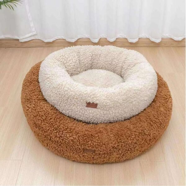 Soft Luxury Fleece Plush Pet Cushion Round Donut Sleeping Calming Pet Cat Dog Bed Dog Kennel