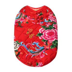 Autumn Winter Small Medium Dog Teddy Festive Cat Jacket Northeast Big Cotton Patterned New Year Dragon Polyester Pet Clothes