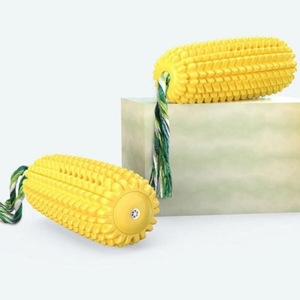 New Dog Toy Yellow Corn Squeaky Pet Chewing Toy Toothbrush Cleaning Back Teeth Indestructible Tough Doy Interactive Rubber Toy