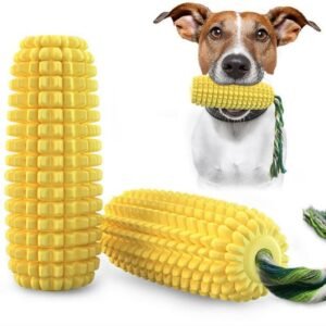 New Dog Toy Yellow Corn Squeaky Pet Chewing Toy Toothbrush Cleaning Back Teeth Indestructible Tough Doy Interactive Rubber Toy