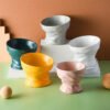 Pets Accessories Embossed Ceramic Creative Bowl for Pets High Sloping Dogs Cats Food Feeder Non-Toxic