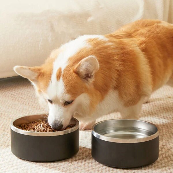 Portable Rounded Pet Bowl Non-slip Stainless Steel Cat Dog Feeder Bowls for Water and Food